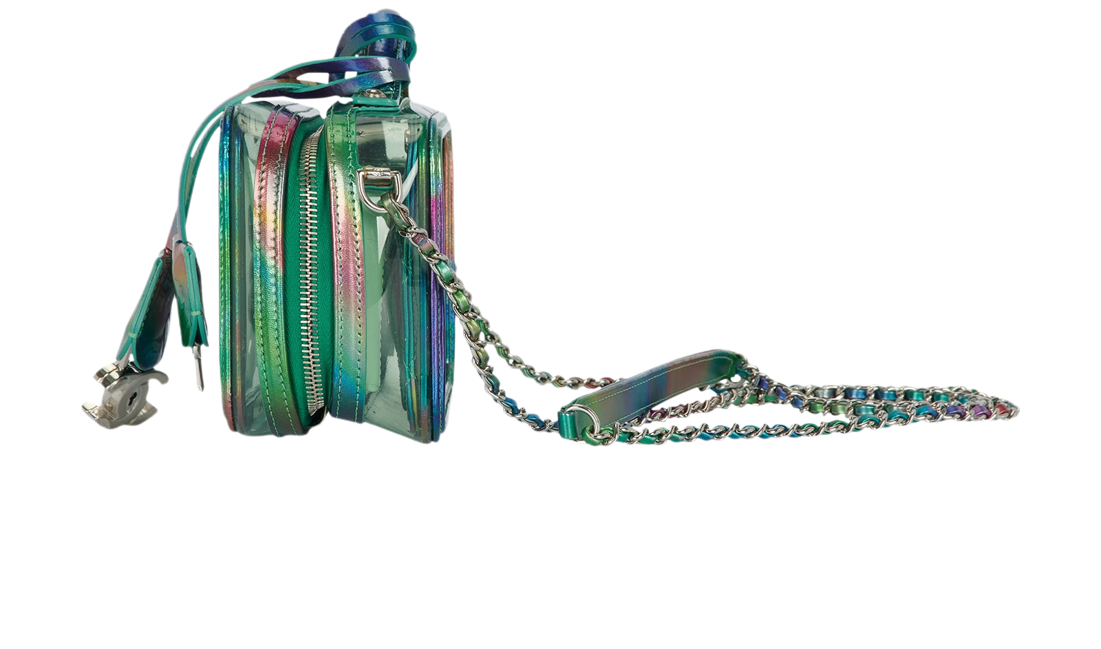 Filigree Small Vanity Case, &pound;3,000, Handbags, Green/Orange/Purple, Leather/PVC, Bottom view